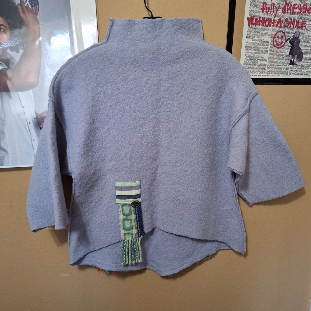 Vintage MILLERS Pure Merino Wool Sweater UK Made Blue Cropped S/M